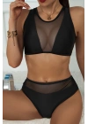 Kadın Siyah Tül Detaylı Yüksek Bel Sütyen Takımı