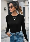 Kadın Siyah Uzun Kollu Fit Basic Crop Top Bluz