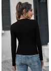 Kadın Siyah Uzun Kollu Fit Basic Crop Top Bluz