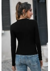 Kadın Siyah Uzun Kollu Fit Basic Crop Top Bluz