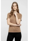 Kadın T-Shirt Bisiklet Yaka Slim Fit Likralı Tişört Günlük Basic Body - Kahverengi