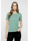 Kadın T-Shirt Bisiklet Yaka Slim Fit Likralı Tişört Günlük Basic Body - Mint Yeşili