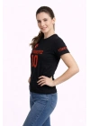Kadın TÜRKİYE Ay Yıldız Baskılı 10 Numara Forma Tişört Taraftar T-Shirt - Siyah