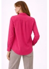 Kadın Uzun Kollu Gömlek Düğmeli Klasik Yaka Günlük ve Ofis Şıklığına uygun - Fuşya
