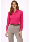 Kadın Uzun Kollu Gömlek Düğmeli Klasik Yaka Günlük ve Ofis Şıklığına uygun - Fuşya