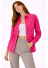 Kadın Uzun Kollu Gömlek Düğmeli Klasik Yaka Günlük ve Ofis Şıklığına uygun - Fuşya
