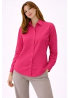 Kadın Uzun Kollu Gömlek Düğmeli Klasik Yaka Günlük ve Ofis Şıklığına uygun - Fuşya