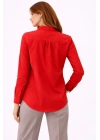 Kadın Uzun Kollu Gömlek Düğmeli Klasik Yaka Günlük ve Ofis Şıklığına uygun - Kırmızı