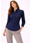Kadın Uzun Kollu Gömlek Düğmeli Klasik Yaka Günlük ve Ofis Şıklığına uygun - Lacivert