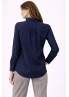 Kadın Uzun Kollu Gömlek Düğmeli Klasik Yaka Günlük ve Ofis Şıklığına uygun - Lacivert