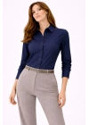 Kadın Uzun Kollu Gömlek Düğmeli Klasik Yaka Günlük ve Ofis Şıklığına uygun - Lacivert