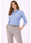 Kadın Uzun Kollu Gömlek Düğmeli Klasik Yaka Günlük ve Ofis Şıklığına uygun - Mavi