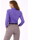 Kadın Uzun Kollu Gömlek Düğmeli Klasik Yaka Günlük ve Ofis Şıklığına uygun - Mor