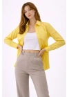 Kadın Uzun Kollu Gömlek Düğmeli Klasik Yaka Günlük ve Ofis Şıklığına uygun - Sarı