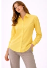 Kadın Uzun Kollu Gömlek Düğmeli Klasik Yaka Günlük ve Ofis Şıklığına uygun - Sarı