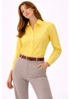 Kadın Uzun Kollu Gömlek Düğmeli Klasik Yaka Günlük ve Ofis Şıklığına uygun - Sarı