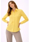 Kadın Uzun Kollu Gömlek Düğmeli Klasik Yaka Günlük ve Ofis Şıklığına uygun - Sarı