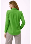 Kadın Uzun Kollu Gömlek Düğmeli Klasik Yaka Günlük ve Ofis Şıklığına uygun - Yeşil