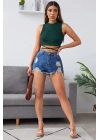 Kadın Yeşil Çapraz Bağlamalı Crop Top Büstiyer