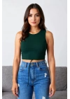 Kadın Yeşil Çapraz Bağlamalı Crop Top Büstiyer – Modern ve Şık Tasarım