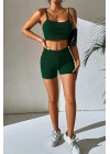 Kadın Yeşil Şortlu Kaşkorse Gecelik Takım
