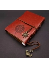 Kahverengi Pusula Temalı Deri Defter