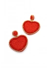 Kalp Boncuk Küpe - Kırmızı