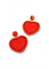 Kalp Boncuk Küpe - Kırmızı