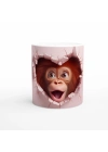 Kalp Çatlağından Bakan Şaşkın Orangutan Temalı Baskılı Kupa Bardak