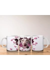Kalp Çatlağından Bakan Sevimli Köpek ve Pembe Kalpler Kupa