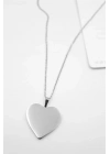 Kalp Plaka Kolye - Gümüş