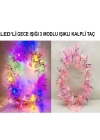Kalp Püsküllü 3 Modlu LED Işıklı Taç Pembe Renk