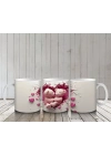 Kalp Şeklinde Peluş Oyuncak Çifti – Baskılı Kahve Kupası