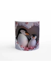 Kalpli Çatlaktan Bakan Penguenler Temalı Baskılı Kupa Bardak