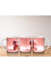 Kalpli Figür Tutan Sevimli Pembe Dinozor (Ön ve Arka) - Baskılı kahve kupası