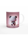 Kalpli Sevimli Panda Temalı Baskılı Kupa Bardak