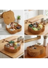 ®  Kapaklı 5 Bölmeli Plastik Rattan Organizer Kutu – Hasır Desenli Çok Amaçlı Saklama ve Sunum Sepeti Çerezlik