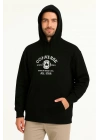 Kapşonlu Sweatshirt Ön  Arka Baskılı Siyah -