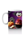 Kara Kafatası Figürlü Gotik Tatlı Standı Temalı Cadılar Bayramı Baskılı Kupa Bardak