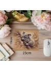 Karakalem Tarzda Sevimli Koala Mouse Pad - 19x23 cm 2 mm Dikdörtgen İthal Baskılı Mouse Pad