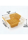 ®  Kare Çift Renkli Plastik Rattan Ekmek ve Meyve Sepeti - Çok Amaçlı Banyo ve Mutfak Düzenleyici - Yıkanabilir Tezgâh Üstü Organizer