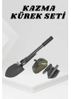 Katlanabilir Kamp Küreği Küçük Kazma Kürek Seti Pusulalı