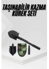 Katlanır Portatif Kazma Kürek Seti Portatif Çelik Taşıma Çantalı Pusulalı