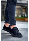 KB-122    Siyah Süet Siyah Yüksek Taban Bağcıklı Günlük Erkek Ayakkabı