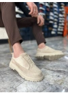 KB-703  Bej Süet Lastikli Günlük Erkek Ayakkabı