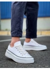 KB-CX-3  Kısa Beyaz Keten Beyaz Yüksek Taban Spor Ayakkabı
