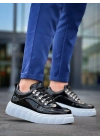 KB-X10  Siyah Rugan Beyaz Yüksek Taban Günlük Spor Ayakkabı