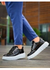 KB-X10  Siyah Rugan Beyaz Yüksek Taban Günlük Spor Ayakkabı