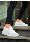 KB-X155  Beyaz Cilt Detaylı Beyaz Yüksek Taban Günlük Spor Ayakkabı