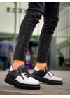 KB-X155  Beyaz Cilt Siyah Cilt Detaylı Siyah Yüksek Taban Günlük Spor Ayakkabı